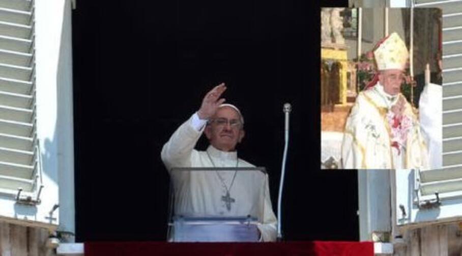 papa francesco e nel riquadro luigi de magistris