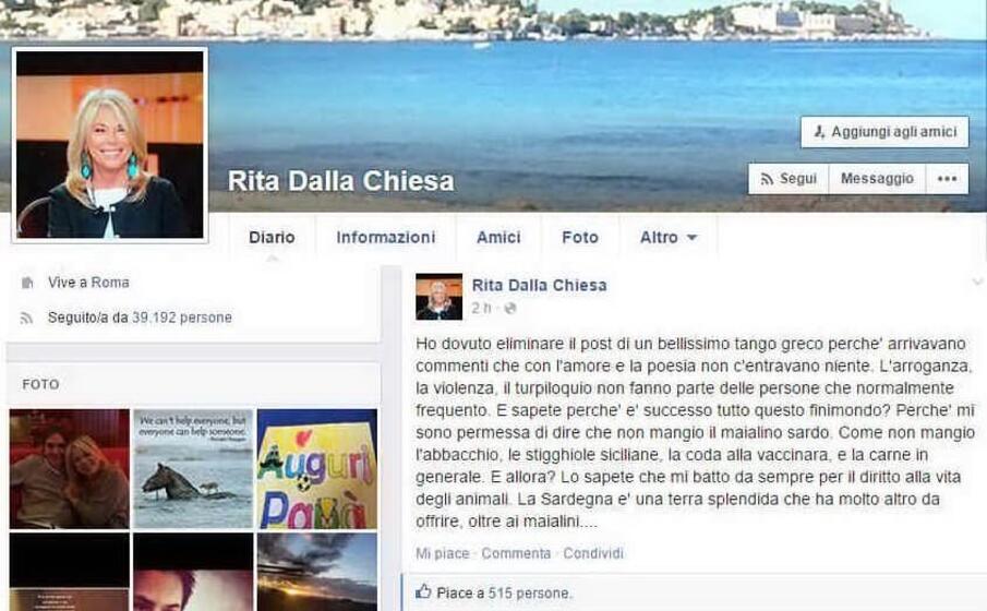il profilo fb di rita dalla chiesa