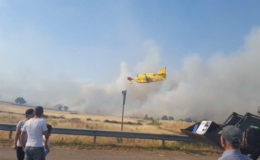 uno dei canadair impegnati nello spegnimento dell incendio