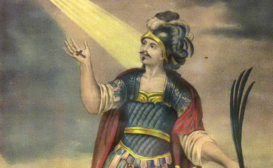 un antica stampa che ritrae il santo