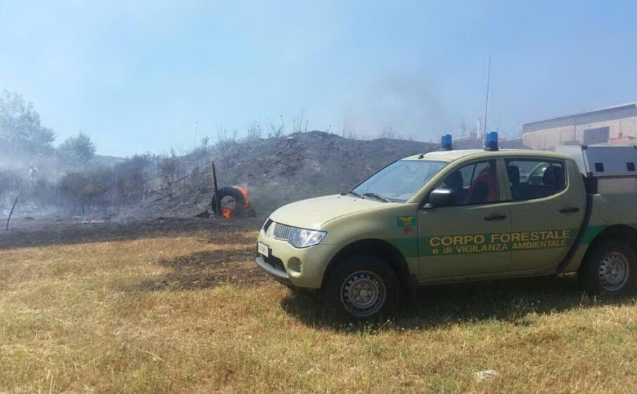 squadre forestali al lavoro nella zona industriale del paese