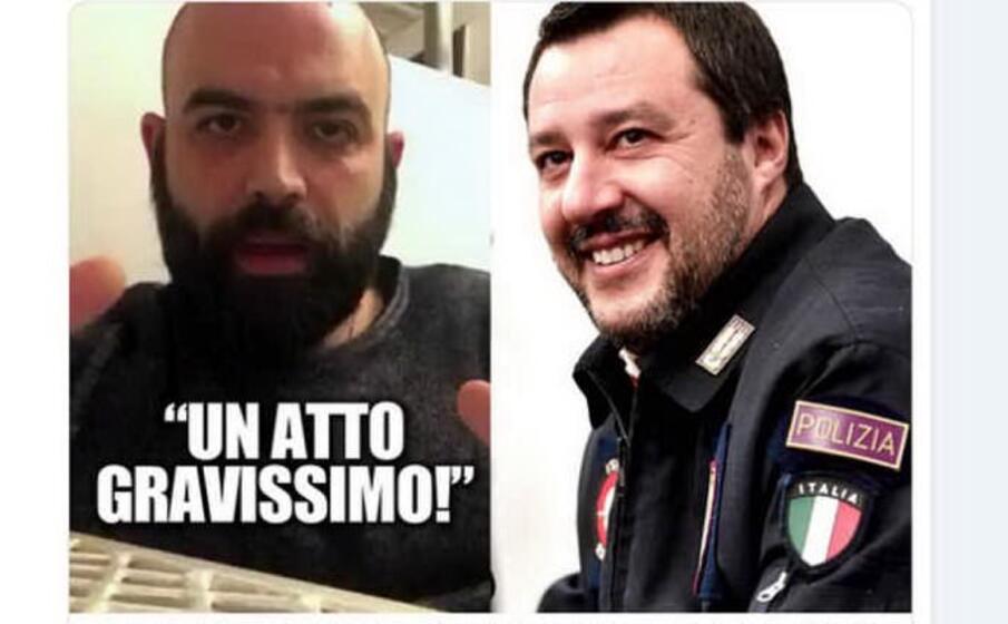 una foto combo diffusa da salvini sui social nella sua replica a saviano