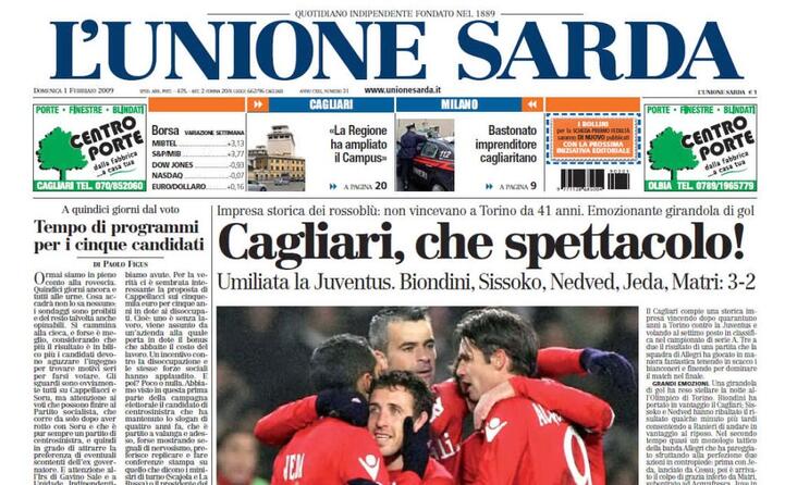 la notizia sulla prima pagina de l unione sarda