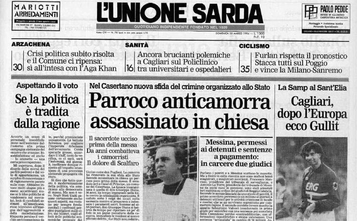 accaddeoggi 19 marzo 1994 viene assassinato don giuseppe diana (da l unione sarda)