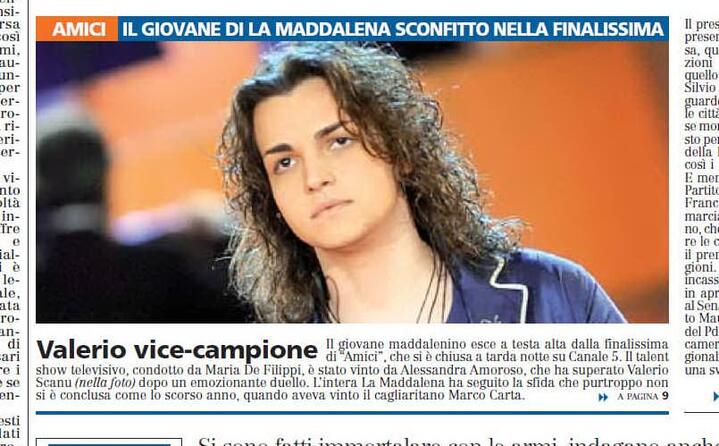 accaddeoggi il 24 marzo 2009 valerio scanu arriva secondo ad amici