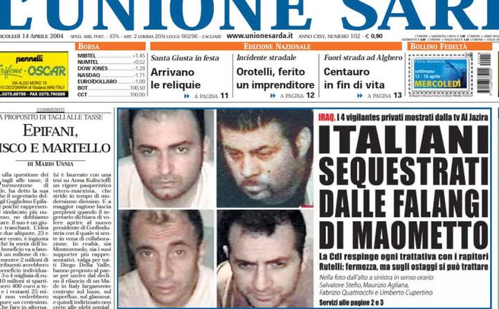 accaddeoggi 13 aprile 2004 arriva la notizia del rapimento di quattro italiani in iraq