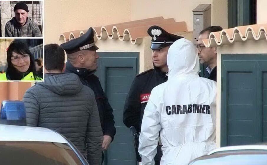 i carabinieri sul luogo del delitto (l unione sarda) nei riquadri romina meloni ed ettore sini