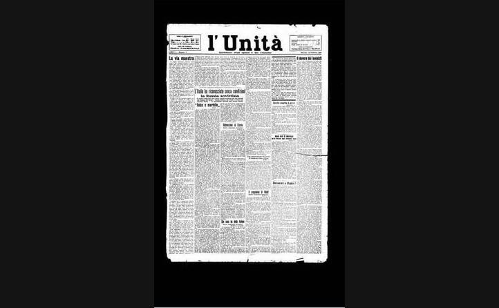 la prima pagina del primo numero de l unit