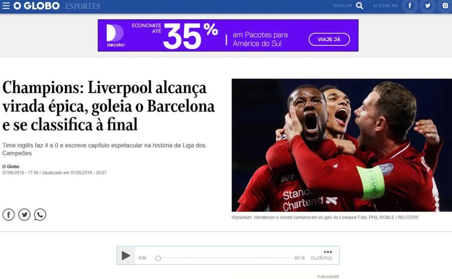 in brasile o globo parla di virata epica