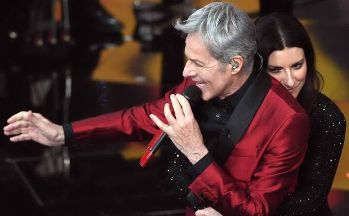 con claudio baglioni sul palco di sanremo nel 2018