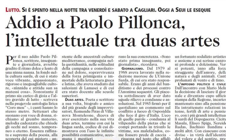 la notizia sulle pagine de l unione sarda