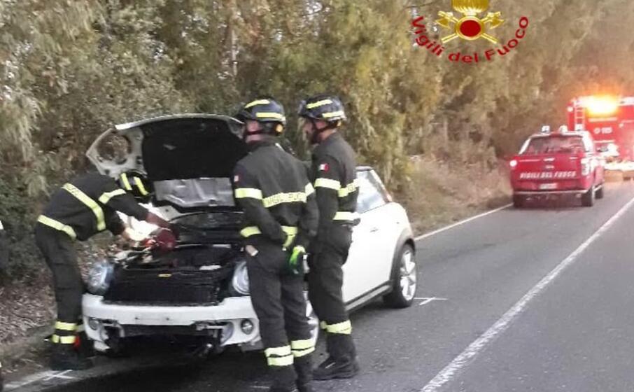 l auto danneggiata (foto vigili del fuoco)