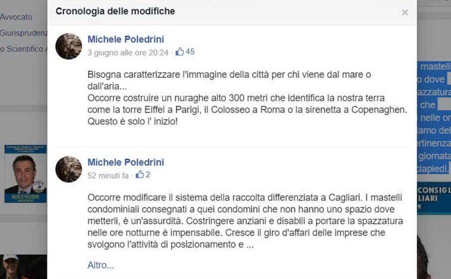 il post orginale e la modifica (michele poledrini facebook)