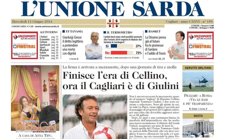 la notizia su l unione sarda