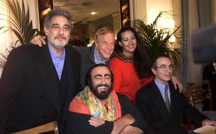 da sinistra placido domingo franco zeffirelli ines salazar luciano pavarotti e francesco ernani