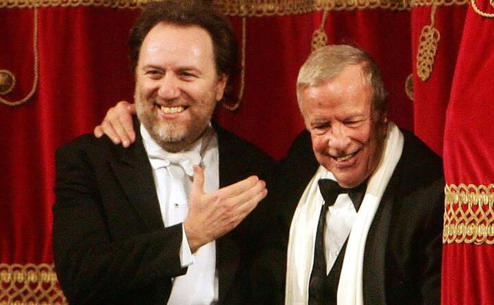 il direttore d orchestra riccardo chailly e franco zeffirelli alla scala