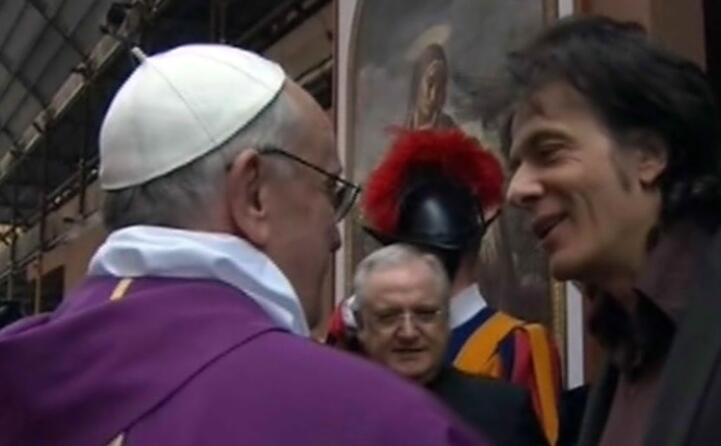 pietro orlandi fratello di emanuela con papa francesco (ansa)