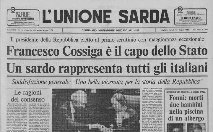 la notizia dell elezione sulla prima pagina de l unione sarda