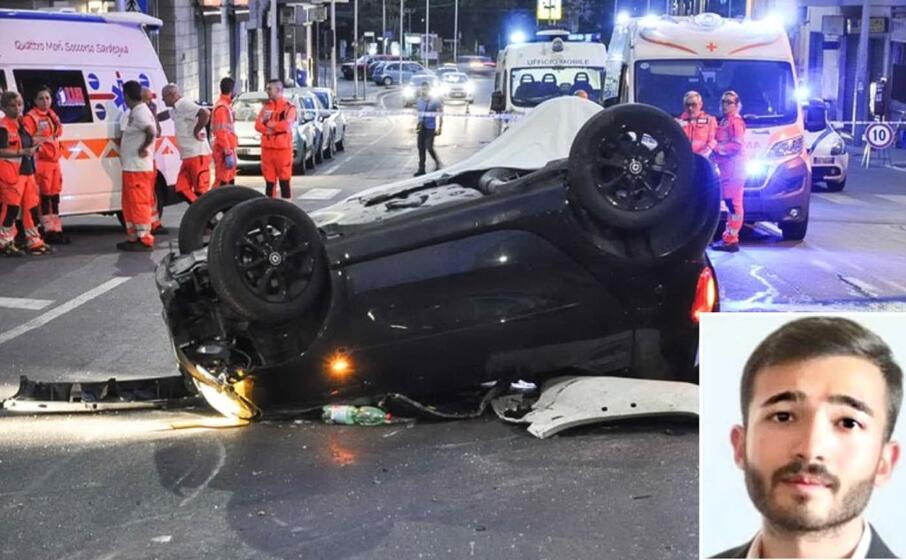 l incidente e nel riquadro luca noli (foto l unione sarda)