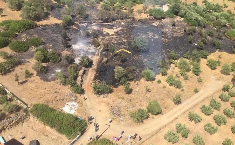 la zona dell incendio (foto l unione sarda ledda)