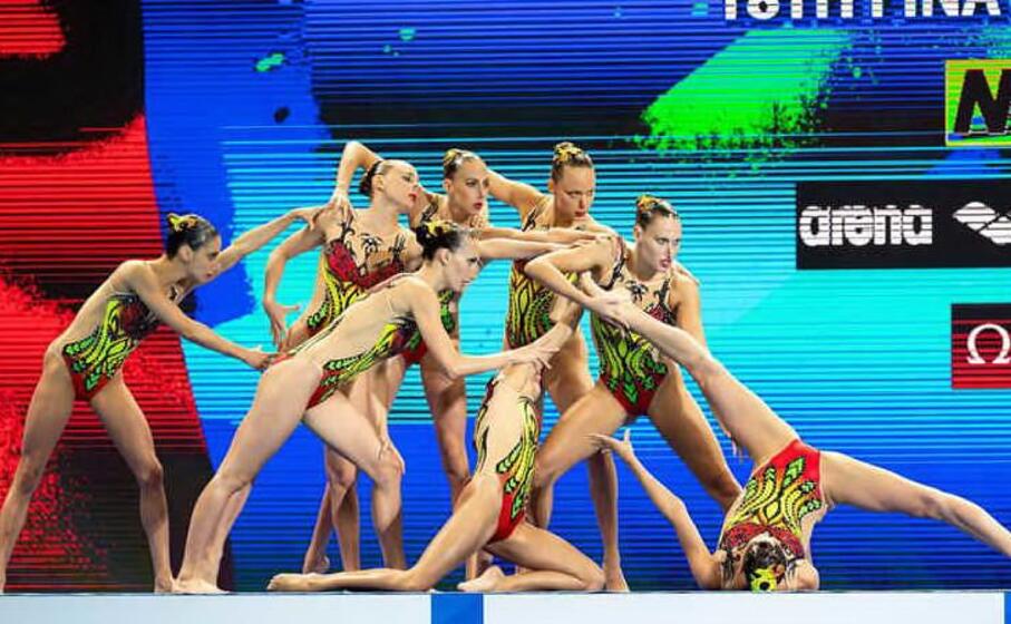 un momento dell esibizione delle azzurre nella squadra tecnico (foto fin)