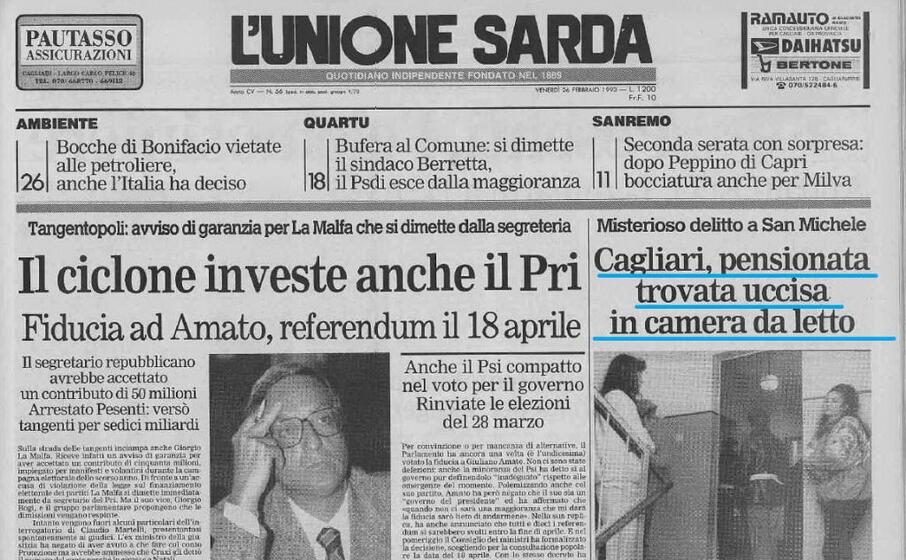 la notizia sulla prima pagina de l unione sarda