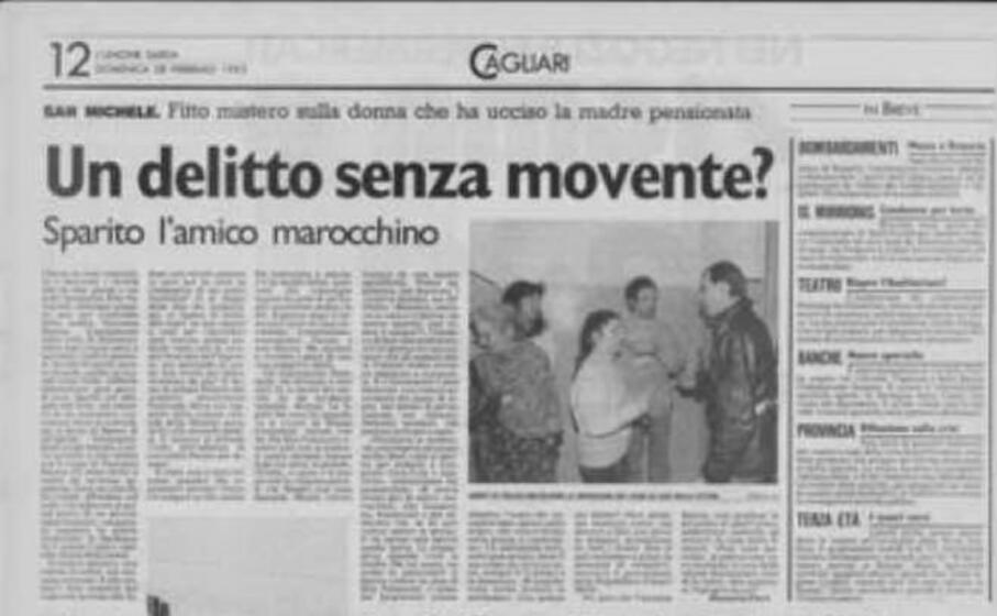 le indagini nelle cronache de l unione sarda del febbraio 1993