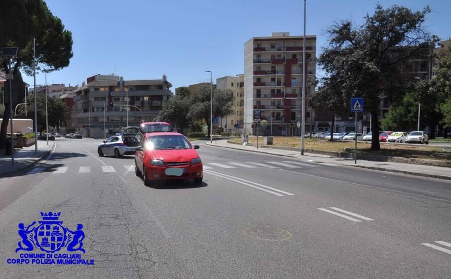 il luogo dell investimento (foto polizia municipale cagliari)