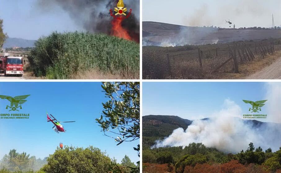 le operazioni di spegnimento dei roghi nelle foto di vigili del fuoco corpo forestale e del lettore maruzio esciana