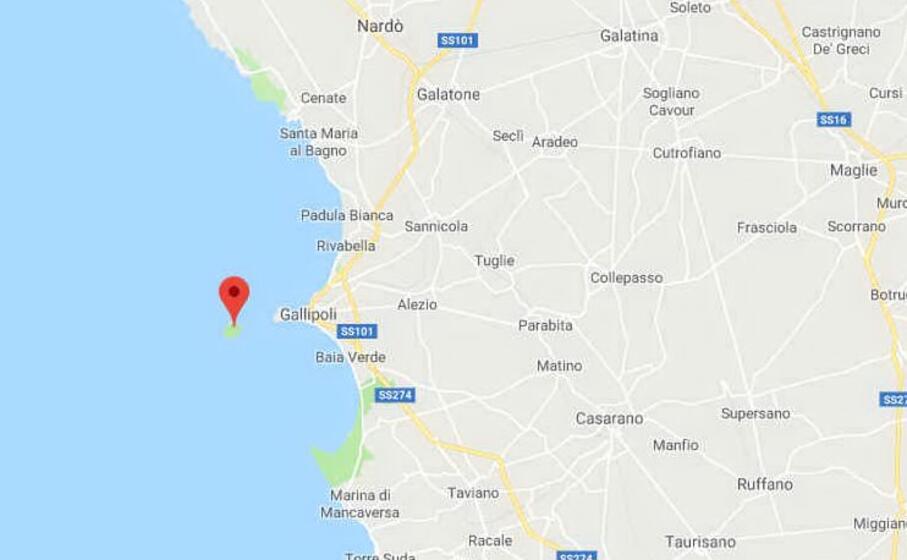 l isola di sant andrea il luogo in cui sono stati lasciati (foto google maps)
