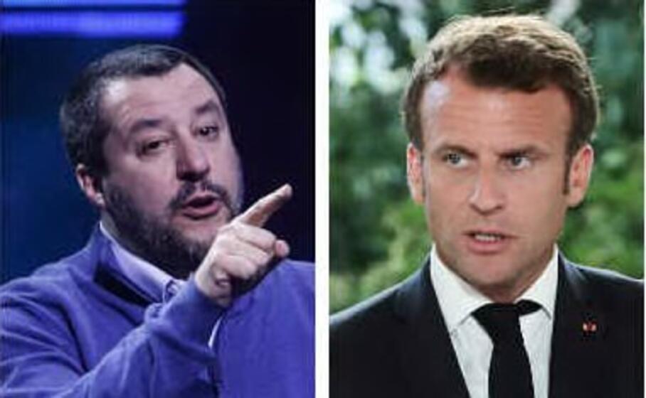 matteo salvini e emmanuel macron (ansa)
