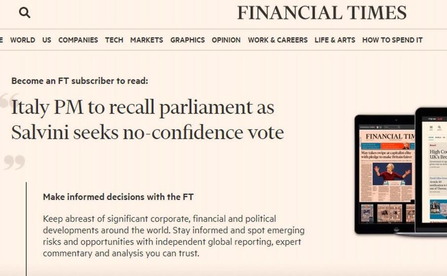 il financial times (le foto della gallery sono ansa)