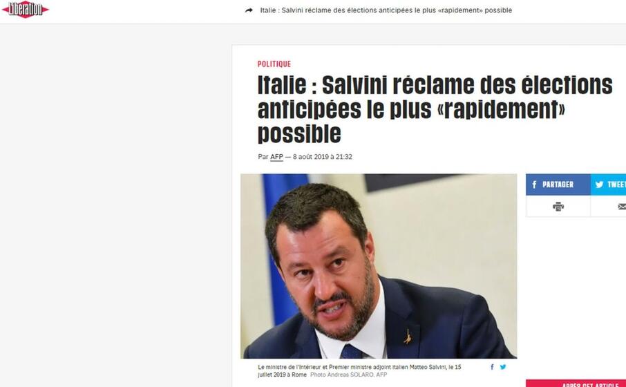 liberation salvini reclama elezioni anticipate il pi rapidamente possibile