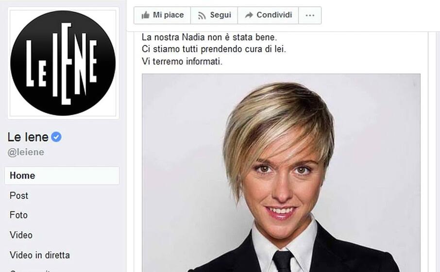 il post con cui le iene annunciavano del primo malore della giornalista (foto via ansa)