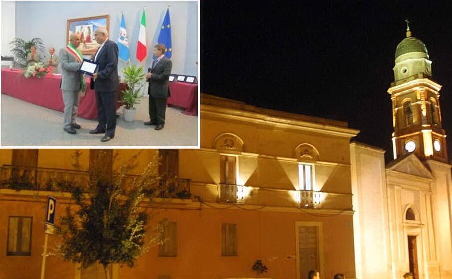 una veduta di sinnai (archivio l unione sarda) e nel riquadro ugo tremulo in municipio nel 2009 premiato dall allora sindaco sandro serreli (foto l unione sarda serreli)