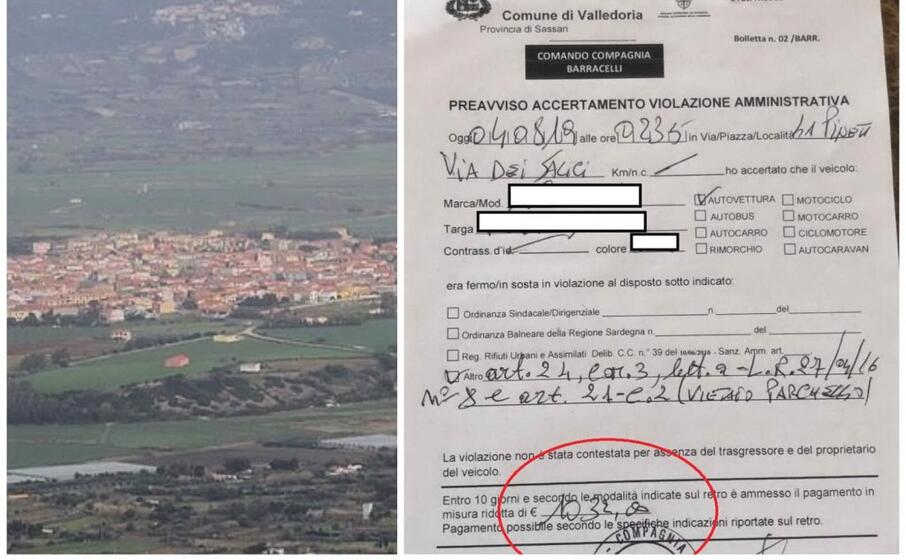 panorama di valledoria (wikipedia) a destra la multa salatissima