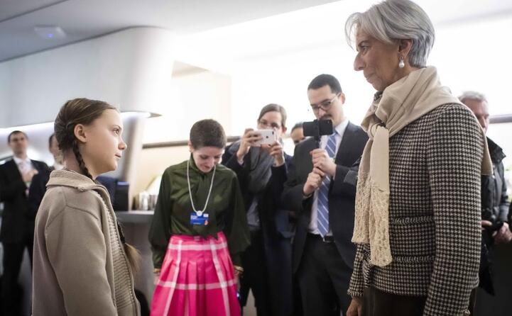 grazie alla sua battaglia greta ha incontrato diversi big qui con christine lagarde ex presidente dell fmi e futura presidente della bce