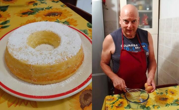 la ricotta al limone al forno e paolo da alghero durante la preparazione