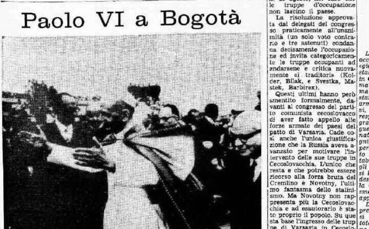 paolo vi a bogot la prima pagina de l unione sarda