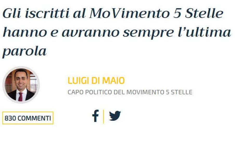 il post sul blog delle stelle (screenshot)
