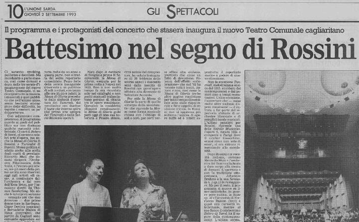 accaddeoggi 2 settembre 1993 l inaugurazione del teatro a cagliari