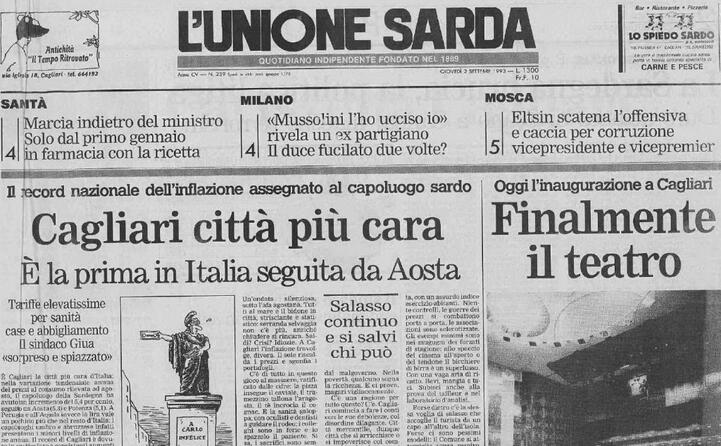 la prima pagina de l unione sarda