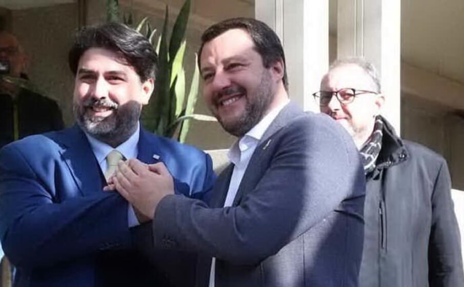 christian solinas e matteo salvini (ansa)
