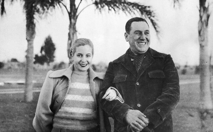 con la seconda moglie eva peron