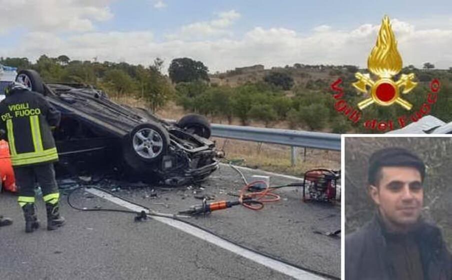 lo schianto (foto vvf) nel riquadro gavino bulla (foto l unione sarda)