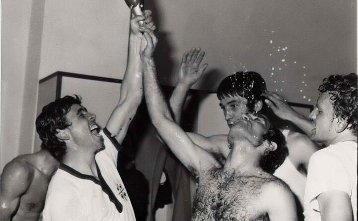 la festa per lo scudetto negli spogliatoi
