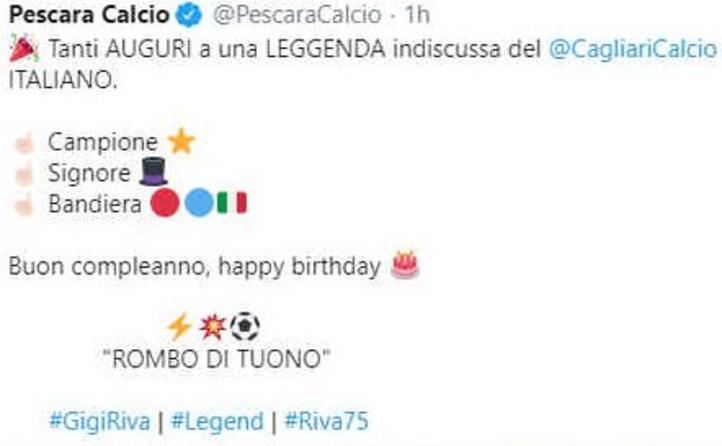 gli auguri su twitter del pescara calcio