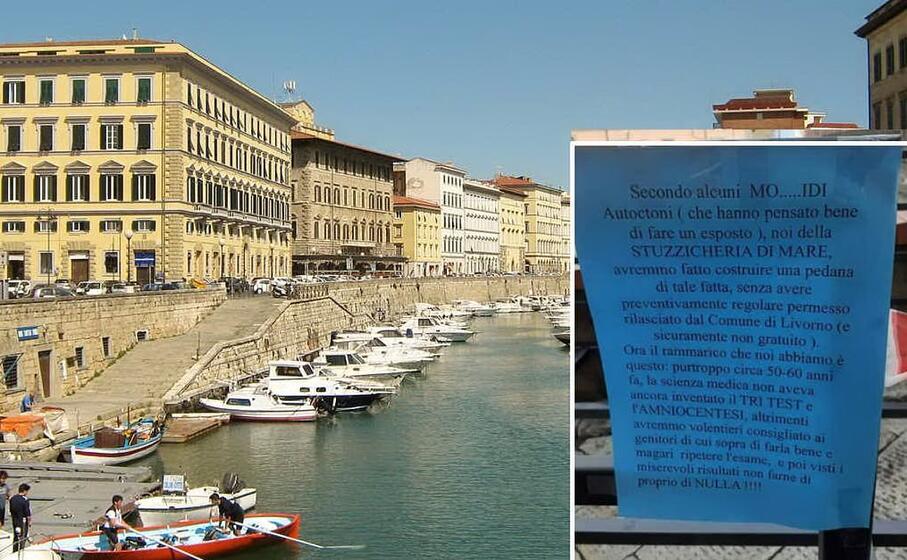 livorno (wikipedia) nel riquadro il cartello choc (facebook)