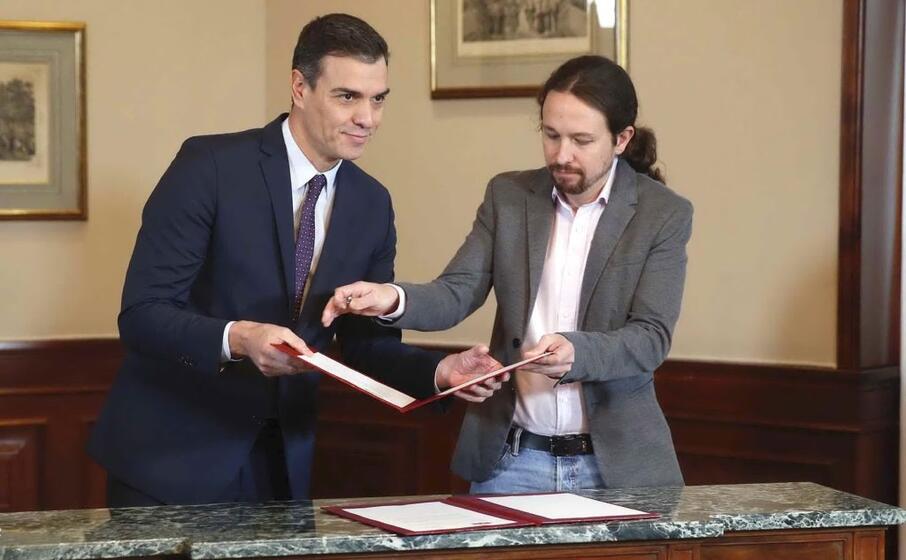 pedro sanchez e pablo iglesias (ansa epa)