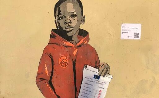 "European Parliament School Report", particolare dell'opera (foto @TvBoy)